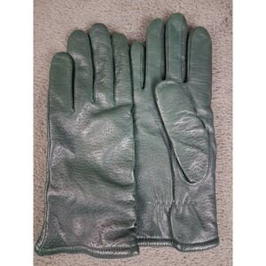 Vintage Isotoner by ARIS Green Leather Gloves Women 7.5 M Textured Lined